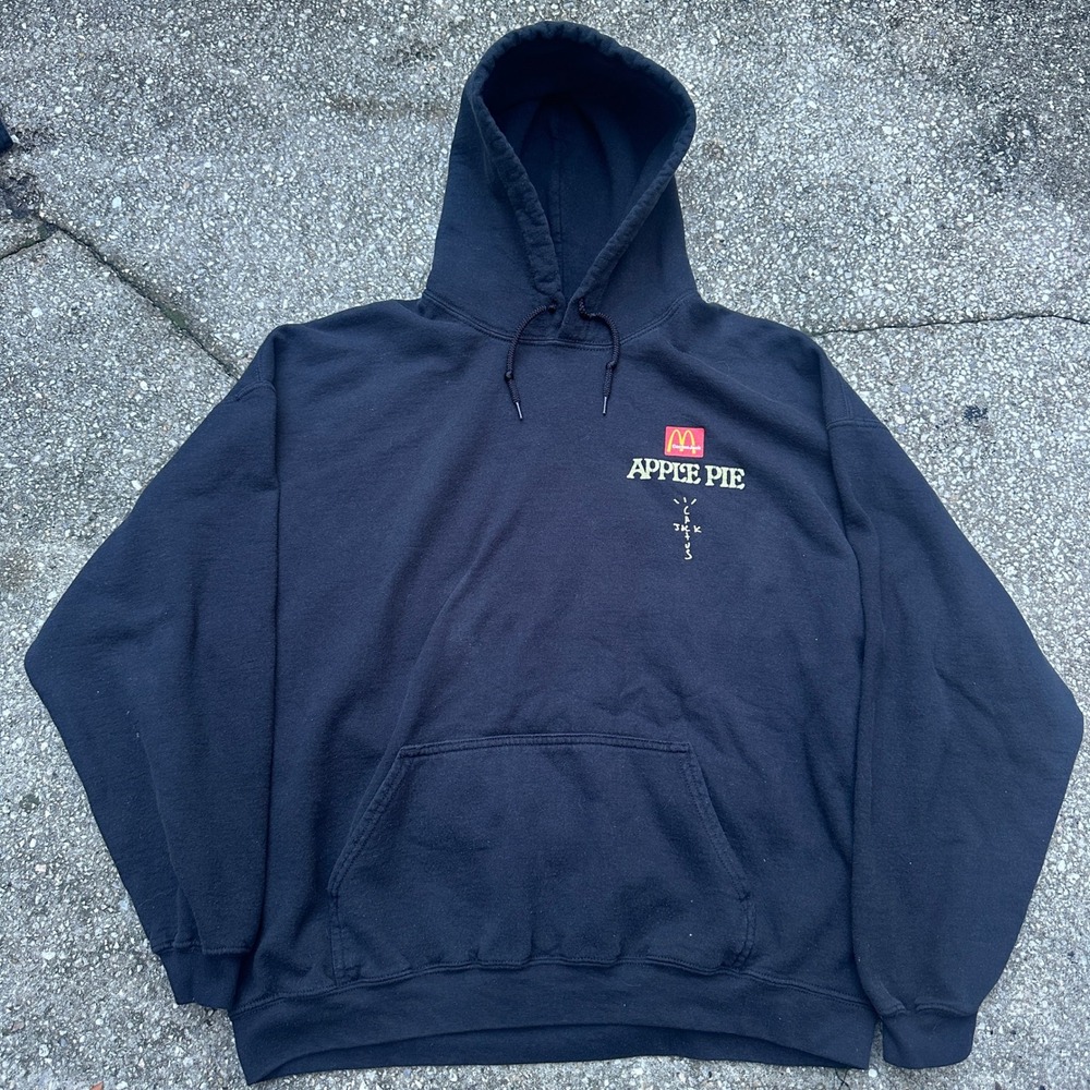 Travis Scott Cactus Jack McDonalds Apple Pie Hoodie Black Large Puff Print